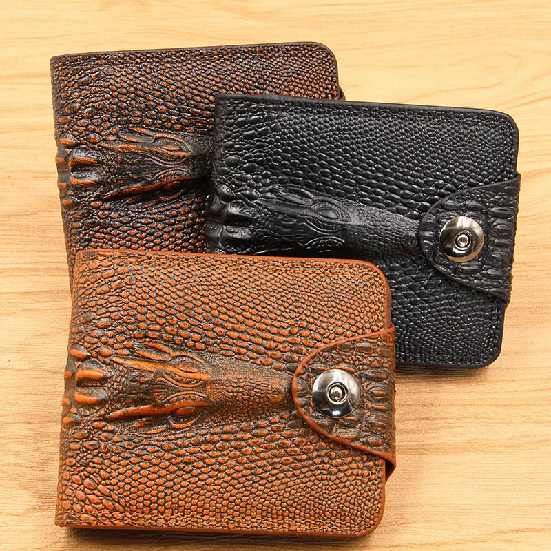 Men Wallet Leather Short Purse Billetera Hombre Vintage Style