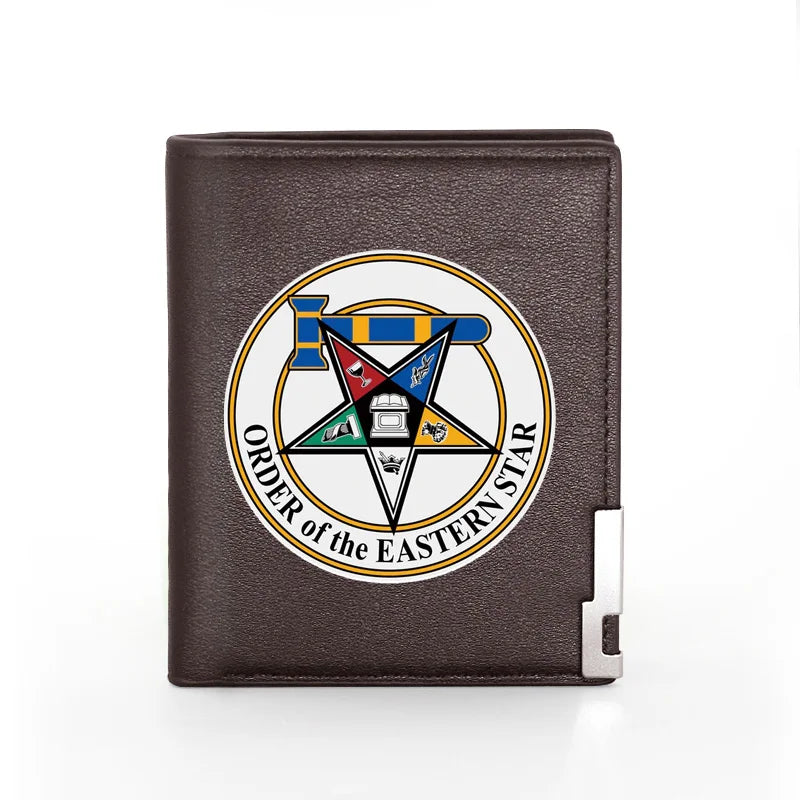 Order Of The Eastern Star Leather Wallet Slim Credit Card Holders Money Bag