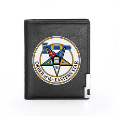 Order Of The Eastern Star Leather Wallet Slim Credit Card Holders Money Bag