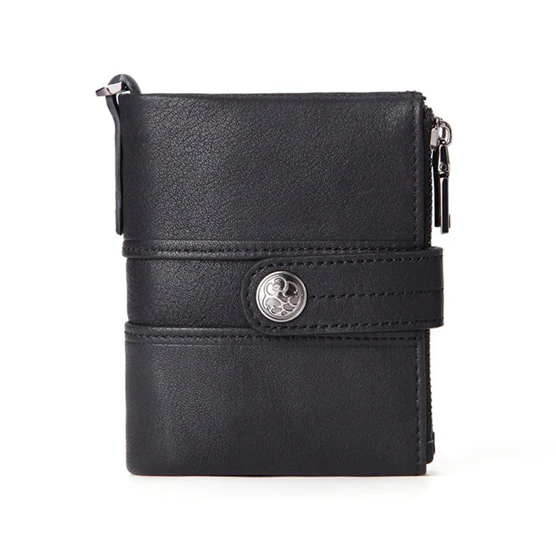 Retro Short Wallet Oil Wax Cowhide Coin Purse Clutch Hasp Open Top