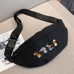 Cartoon Print Waist Bag Men Women Outdoor Sports Running Cycling Pouch