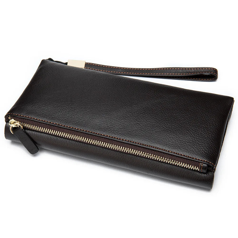 Men Women Leather Clutch Retro High-Capacity Multi-Card Wallet
