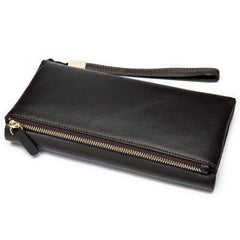 Men Women Leather Clutch Retro High-Capacity Multi-Card Wallet