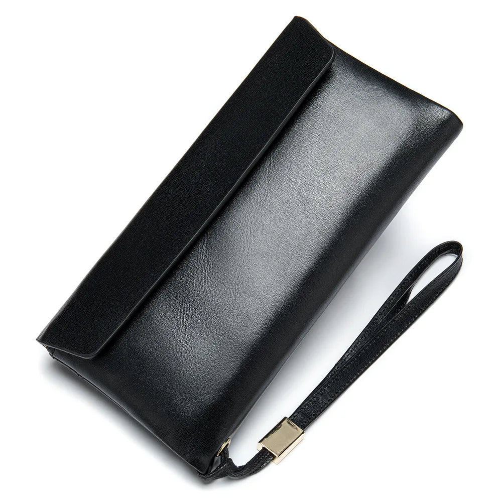 Men Women Leather Clutch Retro High-Capacity Multi-Card Wallet