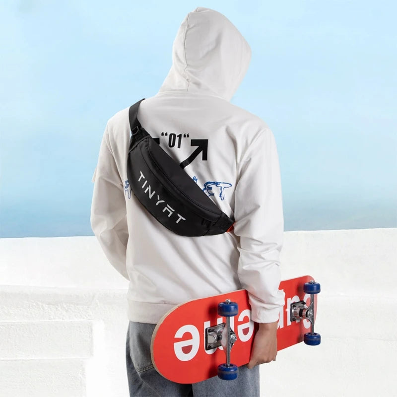 Men Women Letters Print Waterproof Fanny Pack Outdoor Waist Bag Pouch