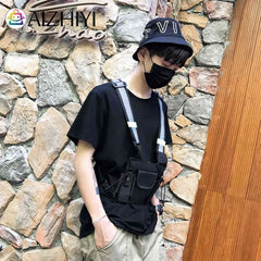 Men Women Multi-function Phone Backpack Hip Hop Outdoor Travel Chest Knapsack