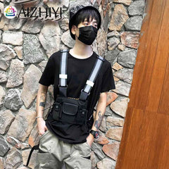 Men Women Multi-function Phone Backpack Hip Hop Outdoor Travel Chest Knapsack