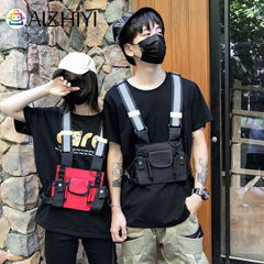 Men Women Multi-function Phone Backpack Hip Hop Outdoor Travel Chest Knapsack