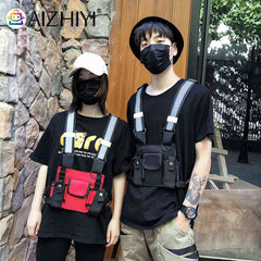 Men Women Multi-function Phone Backpack Hip Hop Outdoor Travel Chest Knapsack