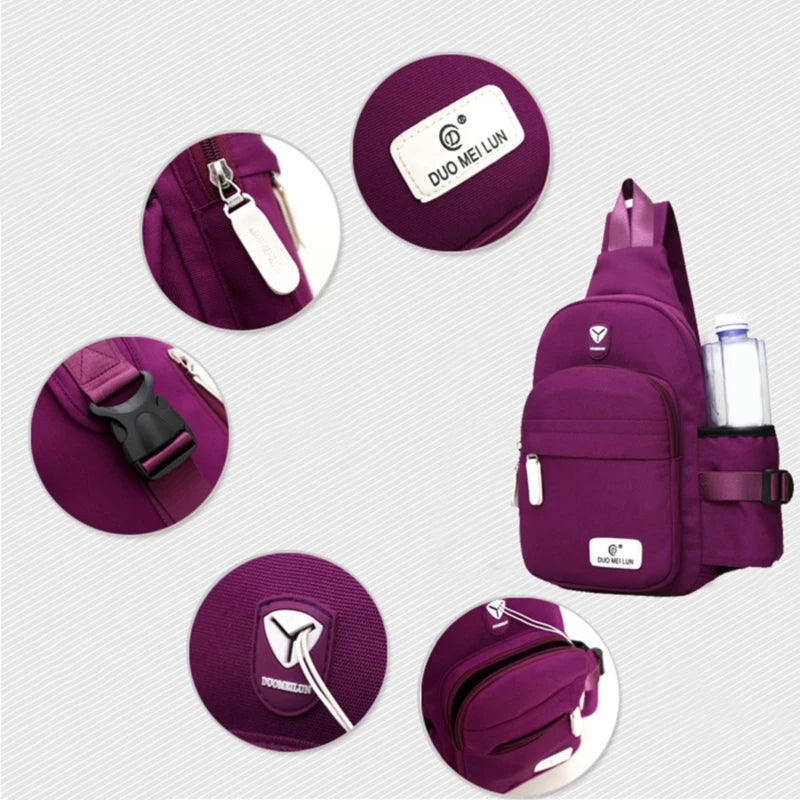 Nylon Crossbody Sling Bag USB Charging