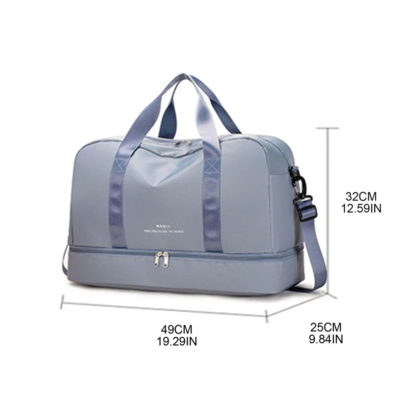 Men & Women's Travel Bag with Shoe Compartment Gym Handbag Large Capacity