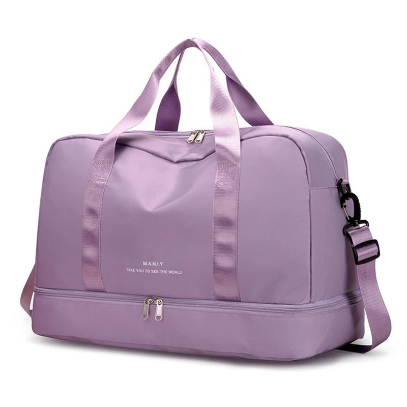 Men & Women's Travel Bag with Shoe Compartment Gym Handbag Large Capacity
