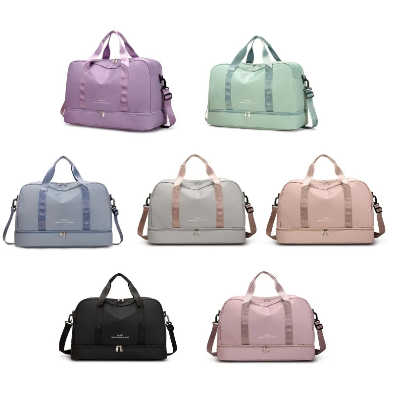 Men & Women's Travel Bag with Shoe Compartment Gym Handbag Large Capacity