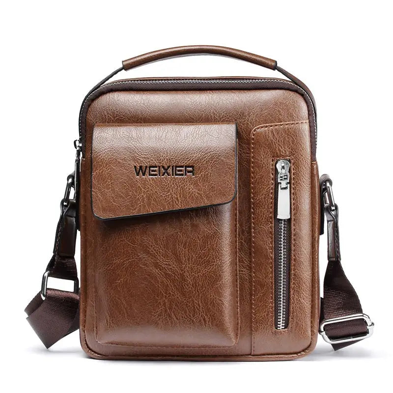 Vintage Leather Crossbody Messenger Bag for Men