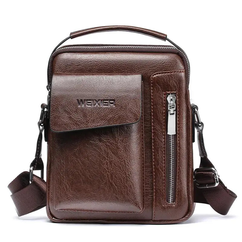 Vintage Leather Crossbody Messenger Bag for Men