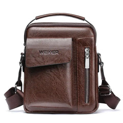 Vintage Leather Crossbody Messenger Bag for Men