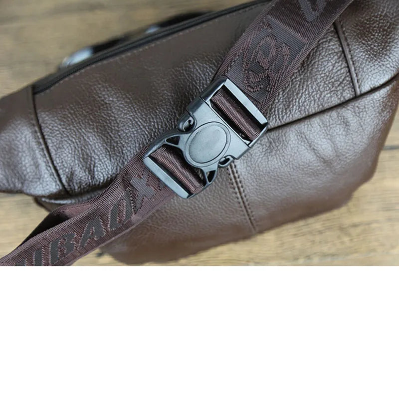 Men Leather Purse Waist Bag Chest Bag Messenger Bag