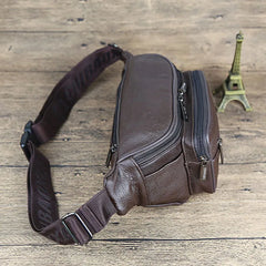 Men Leather Purse Waist Bag Chest Bag Messenger Bag