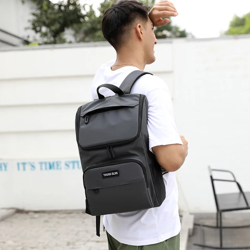 Men's Grey Waterproof Laptop Backpack College Business Travel Bag