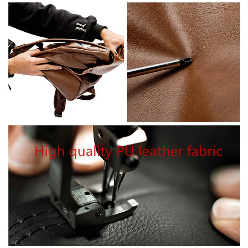 Men's Vintage PU Leather Backpack Anti Theft Waterproof Laptop Bag
