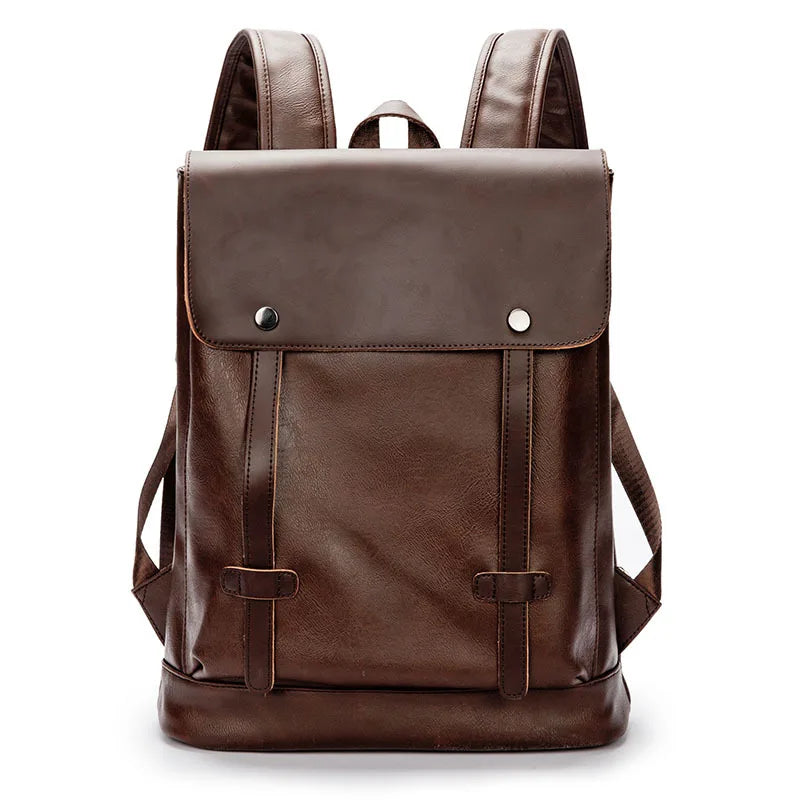 Men's Vintage PU Leather Backpack Anti Theft Waterproof Laptop Bag