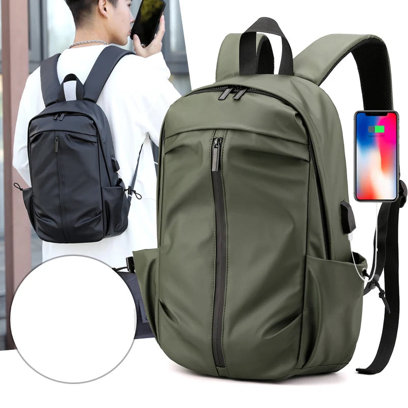 Men's Waterproof Laptop Backpack USB Charging Nylon Travel Bag