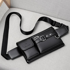 Men's Belt Bag Zipper Closure Earphone Hole Quick Release Buckle