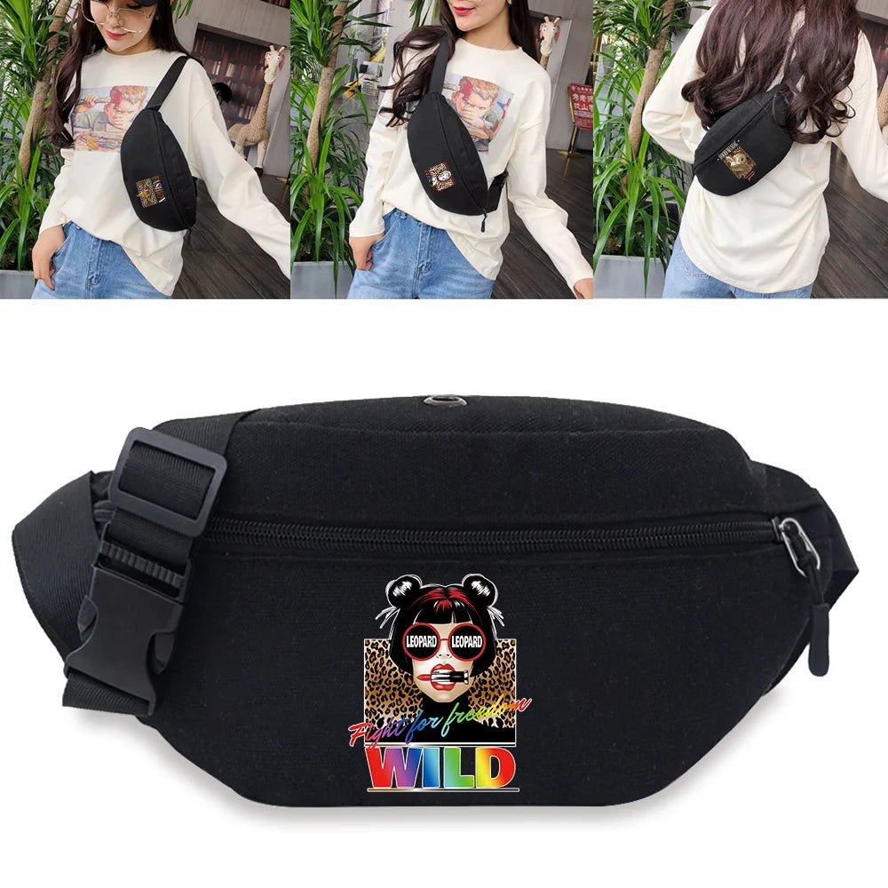 Leopard Print Outdoor Sports Bag Korean-style Waist Fanny Pouch
