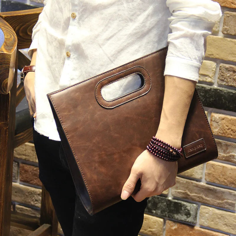 Men's Vintage Business Briefcase Crazy Horse Leather Bag
