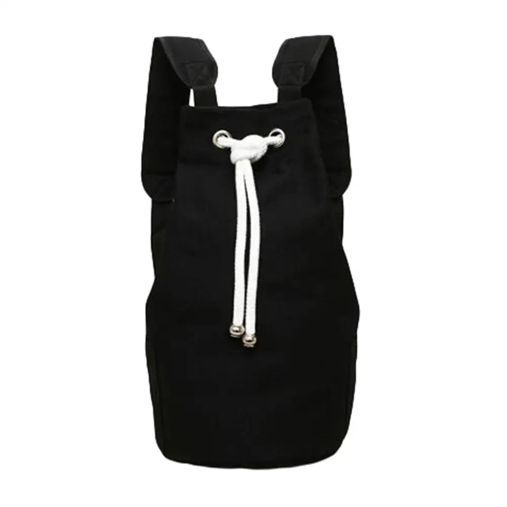 Men's Canvas Backpack Large Capacity Drawstring Bagpack Bucket Unisex