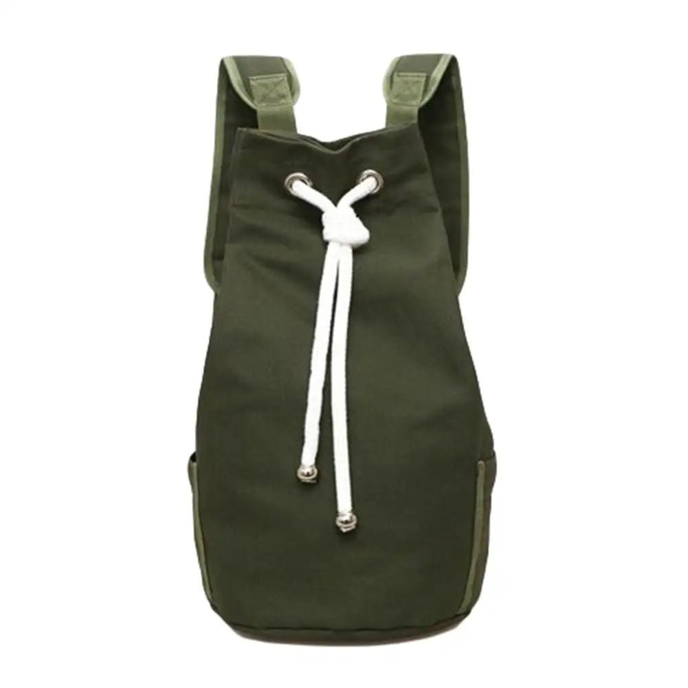 Men's Canvas Backpack Large Capacity Drawstring Bagpack Bucket Unisex