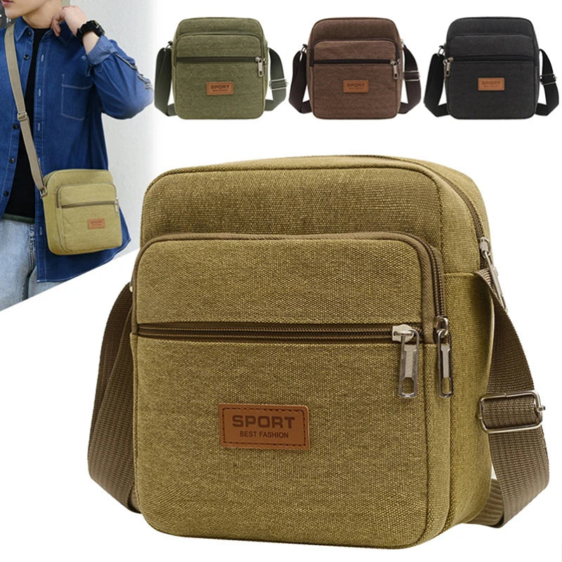 Men's Canvas Shoulder Bag For Business Crossbody Bag Version Male Travel