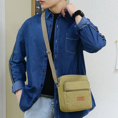 Men's Canvas Shoulder Bag For Business Crossbody Bag Version Male Travel
