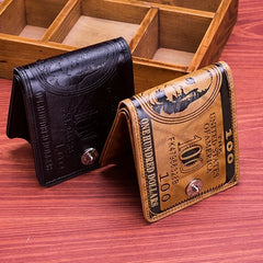 Men's Small Leather Wallet Short Money Bag Vintage Business Handbag