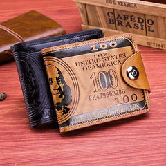 Men's Small Leather Wallet Short Money Bag Vintage Business Handbag