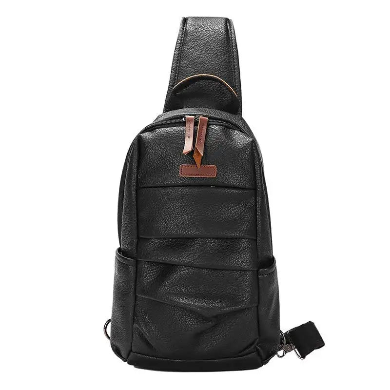 Men's Casual Chest bag Waterproof PU Leather Messenger Bag