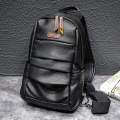 Men's Casual Chest bag Waterproof PU Leather Messenger Bag