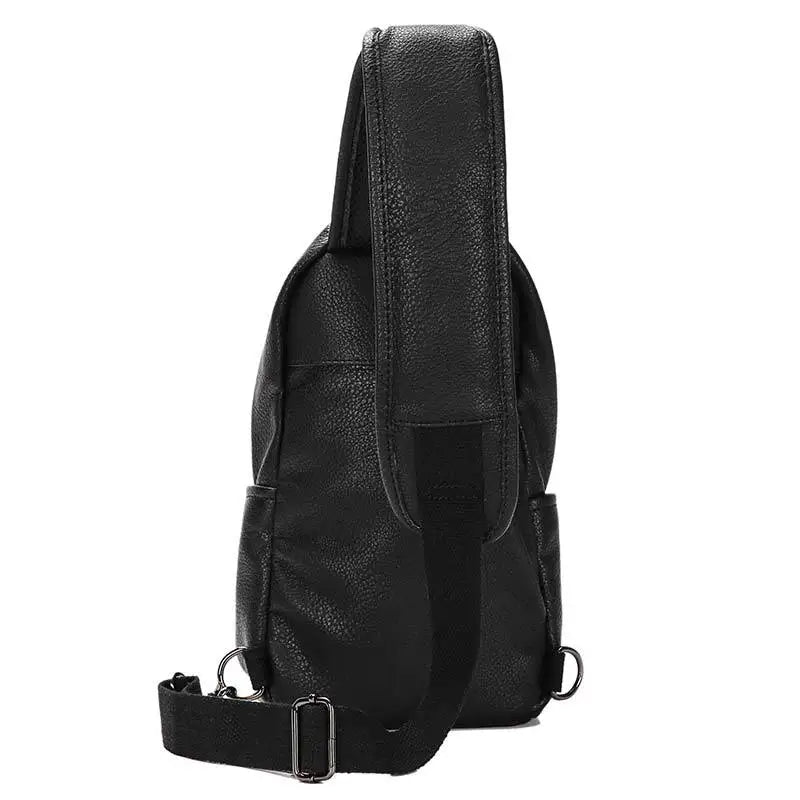 Men's Casual Chest bag Waterproof PU Leather Messenger Bag