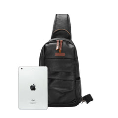 Men's Casual Chest bag Waterproof PU Leather Messenger Bag