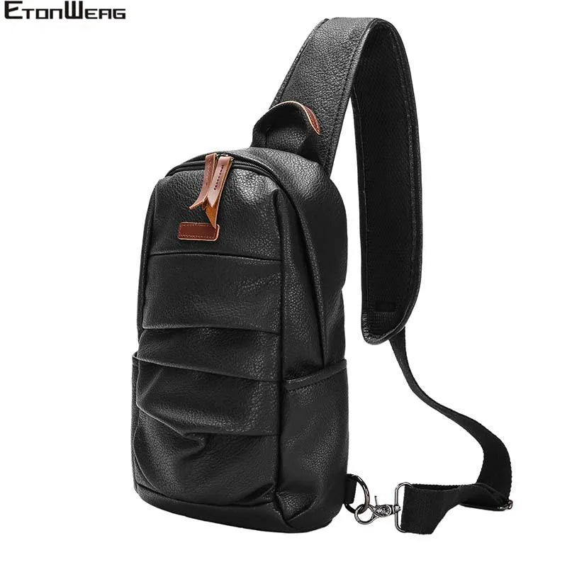 Men's Casual Chest bag Waterproof PU Leather Messenger Bag