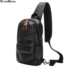 Men's Casual Chest bag Waterproof PU Leather Messenger Bag