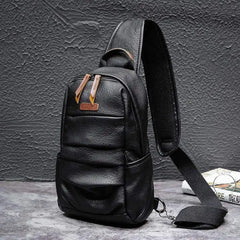 Men's Casual Chest bag Waterproof PU Leather Messenger Bag