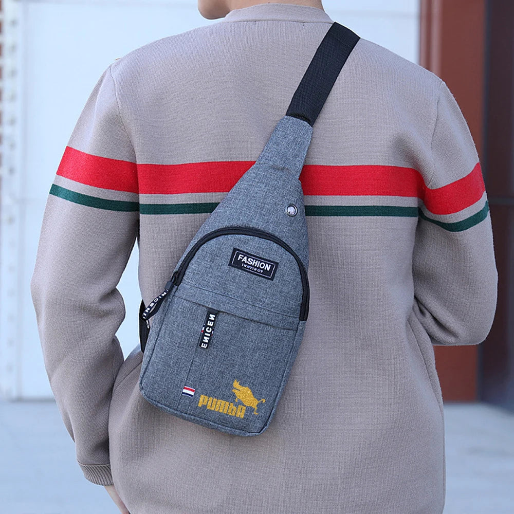 Men's Pig Print Chest Bag Casual Waist Bag Crossbody Handbag