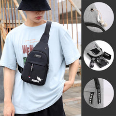 Men's Pig Print Chest Bag Casual Waist Bag Crossbody Handbag