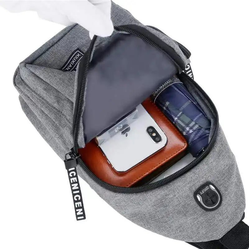 Men's Double Layer Chest Bag Water-Proof Shoulder Messenger Bag