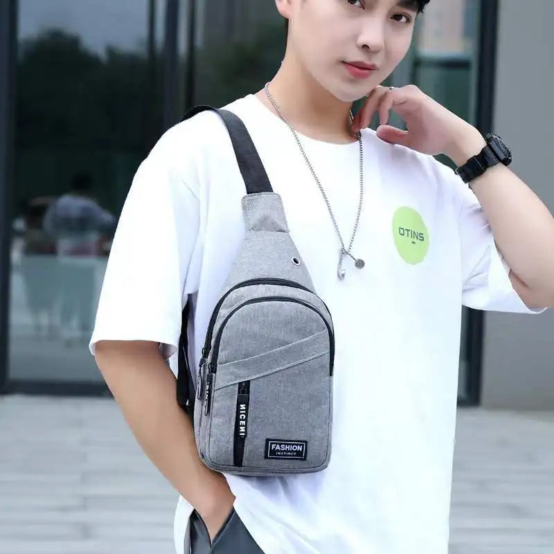 Men's Double Layer Chest Bag Water-Proof Shoulder Messenger Bag