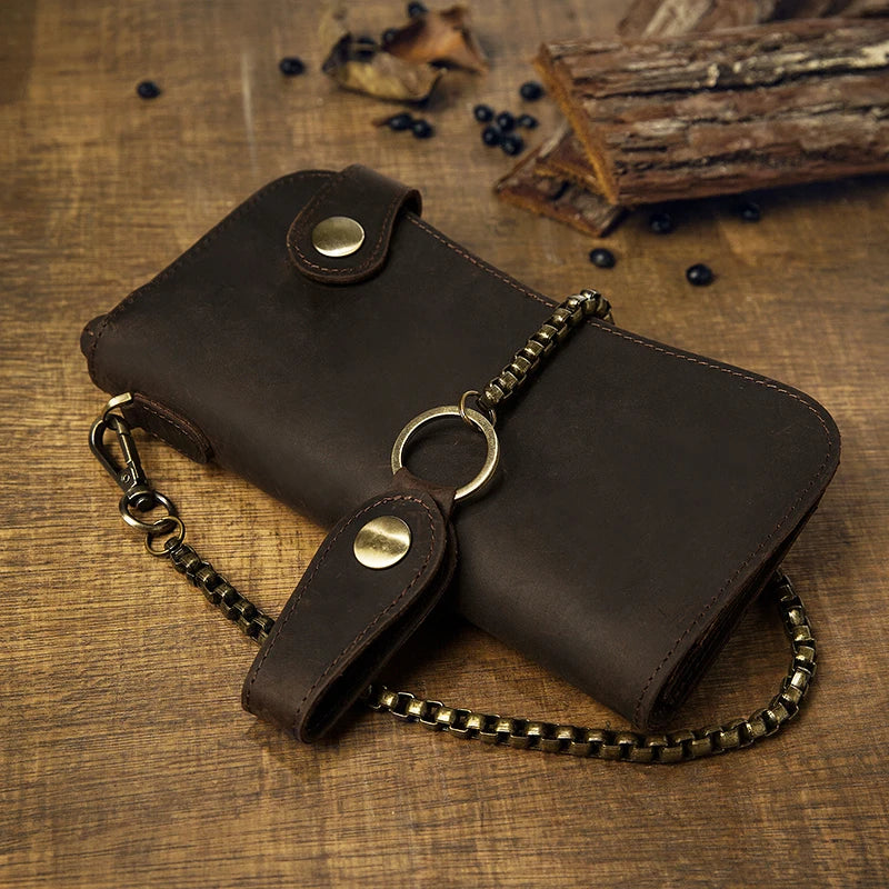 Men's Crazy Horse Leather Wallet Vintage Style Long Purse