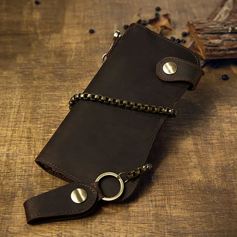 Men's Crazy Horse Leather Wallet Vintage Style Long Purse