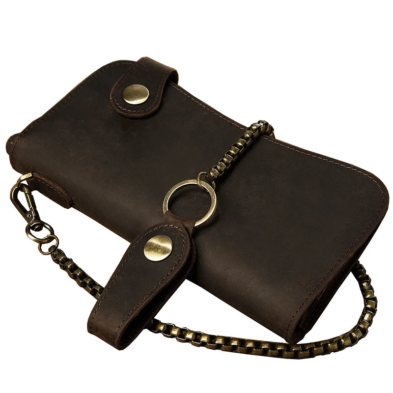 Men's Crazy Horse Leather Wallet Vintage Style Long Purse