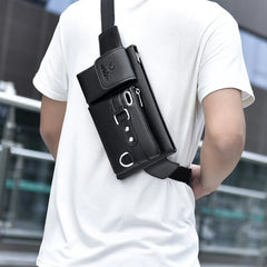Men's Crossbody Shoulder Bag PU Leather Chest Bags
